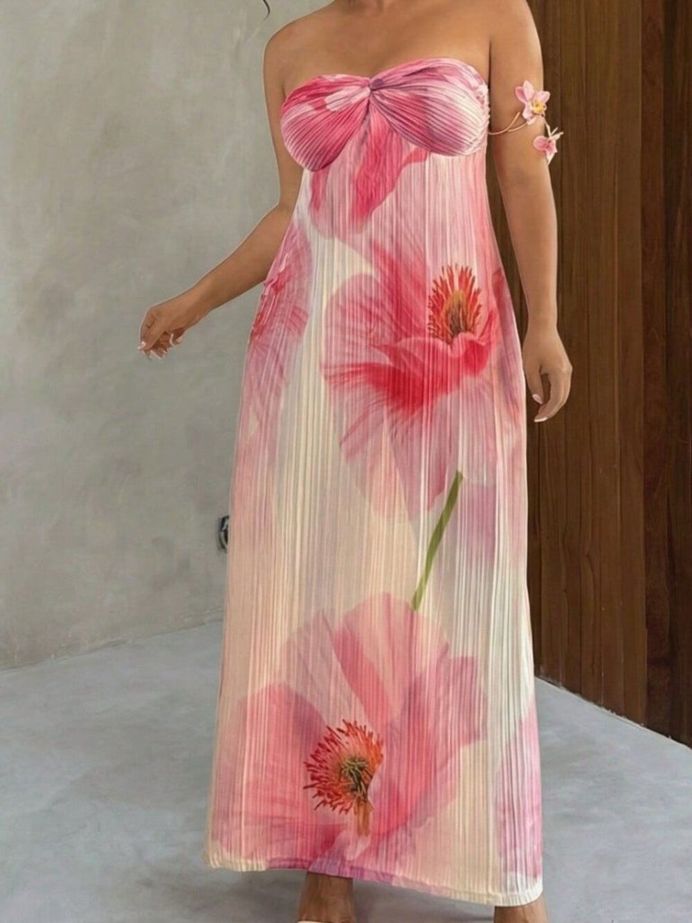 Multicolor Boho Women's Plus Size Elegant Vacation Tie Dye Maxi Dress - Picture 7 of 8